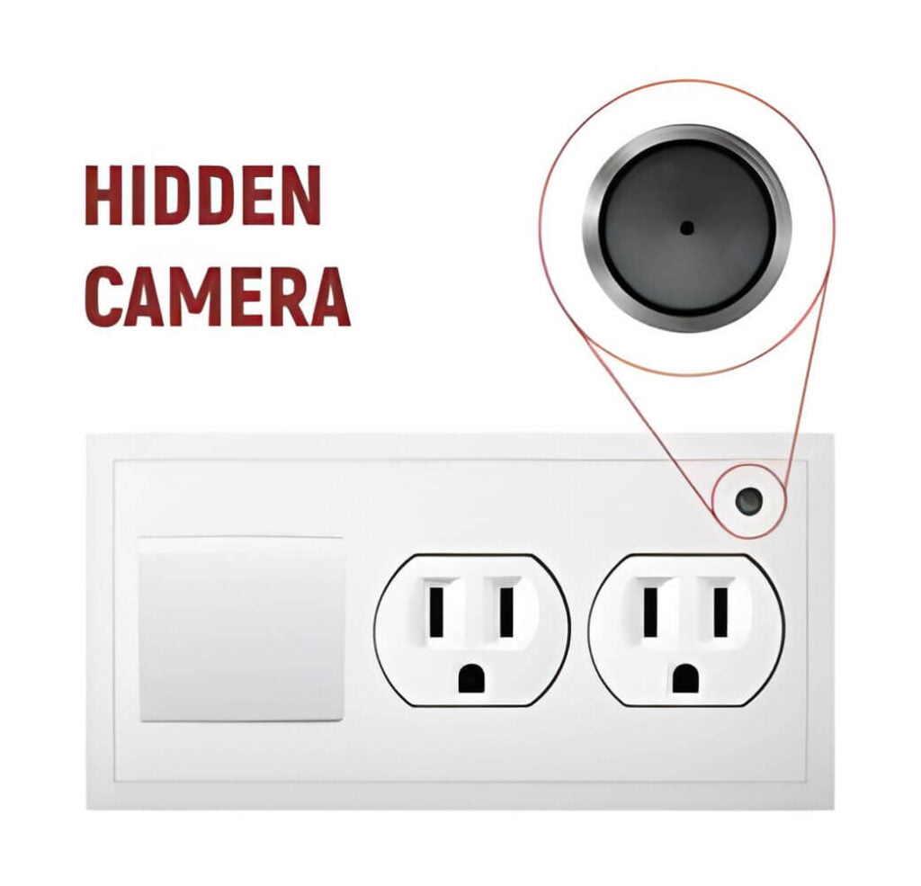 Hidden camera electrical outlet invisible lens