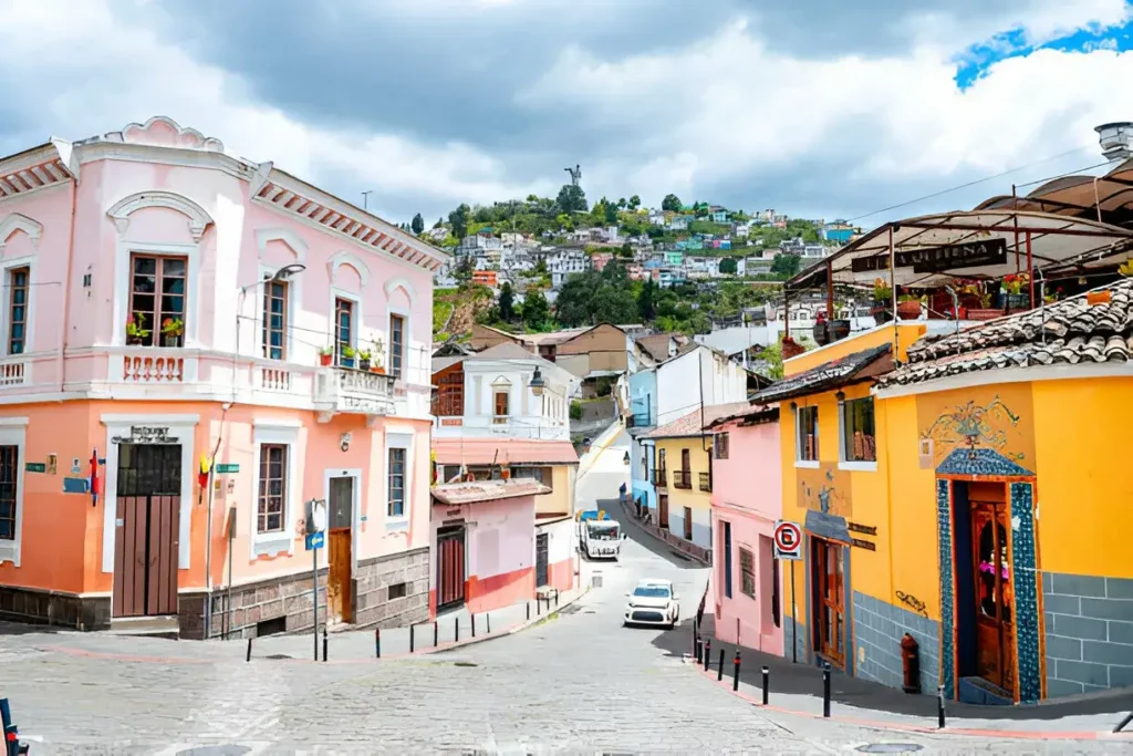 street view of quito old town, ecuador