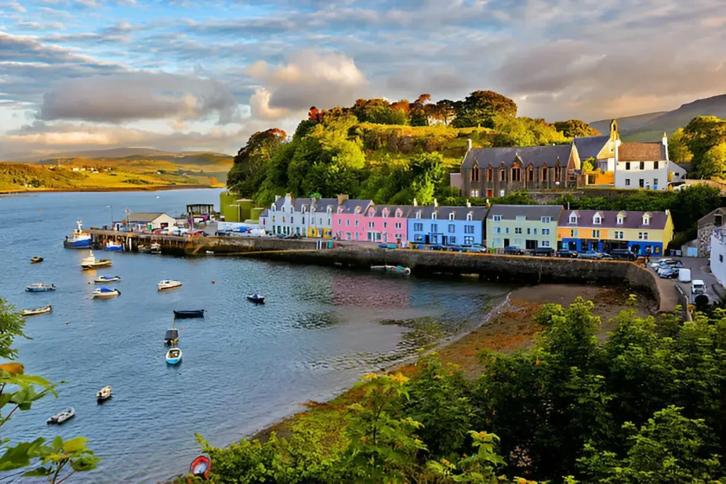 view on Portree before sunset, Isle of Skye, Scotland